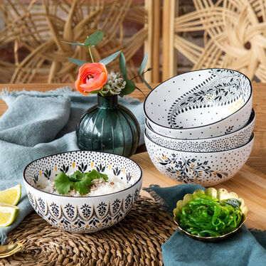 Sara Miller Artisanne Noir Set of 4 Rice Bowls